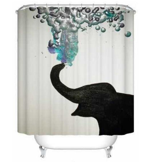 Elephant Theme Shower Curtain - Waterproof Bathroom Decor