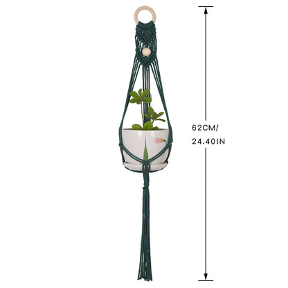 Green Hanging Basket - Bohemian Hand-Woven Net Pocket Flower Pot