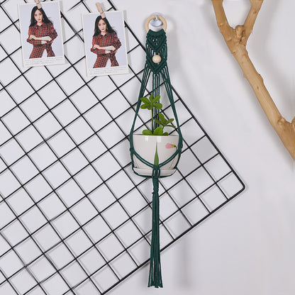 Green Hanging Basket - Bohemian Hand-Woven Net Pocket Flower Pot